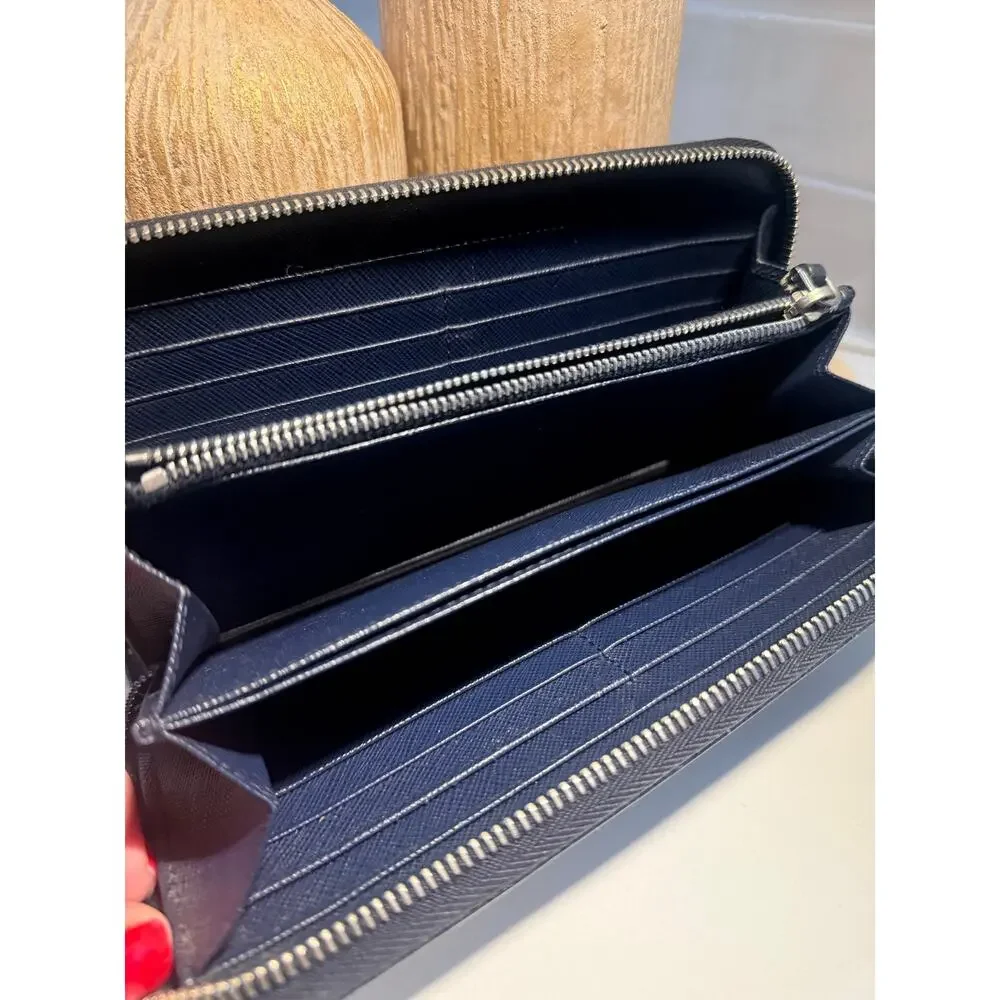 Prada Saffiano Leather Zip-Around Long Wallet